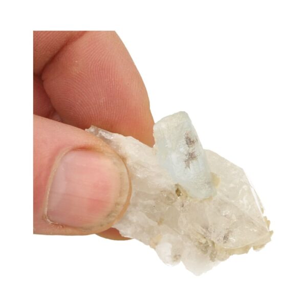 Mooi stukje bergkristal met aquamarijn kristal er op