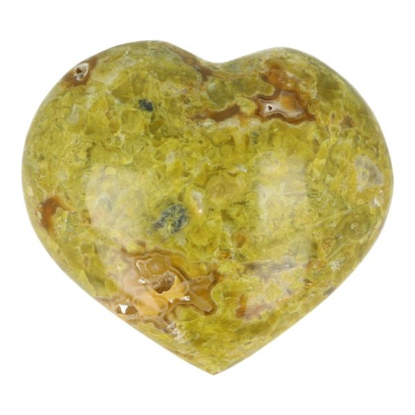 Fraai zacht-groene opaal hart van 7cm breed en natuurlijke holtes uit Madagaskar